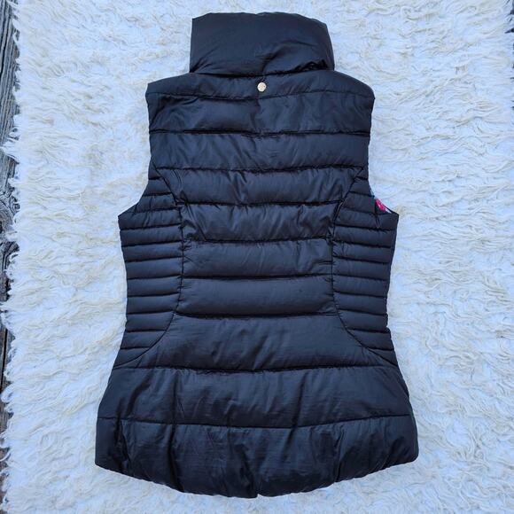 Black Puffer Vest Lilly Pulitzer Allie Size XS Zip Floral Reef Puffer Packable - Picture 9 of 10
